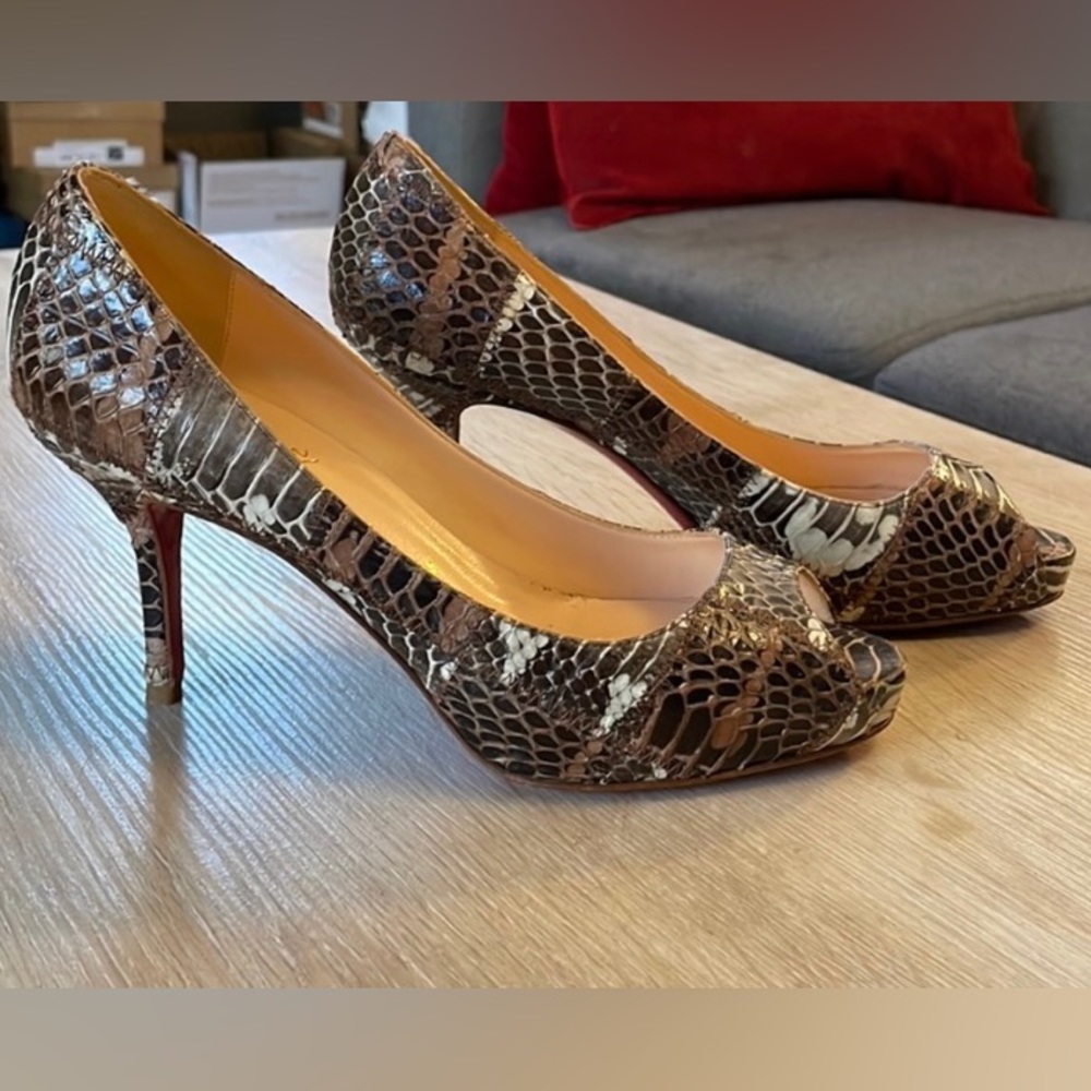 Louboutin Mater Claude 85MM Python - 37.5